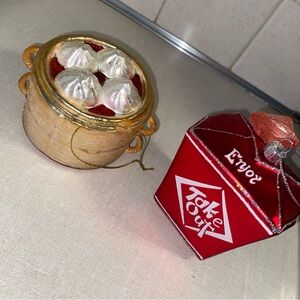 Chinese Takeout Container Fortune Cookie Dumplings Glass Christmas Ornaments Lot